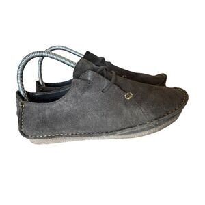 Clarks Janey Mae Artisan Moccasins Womens 7 1/2M Gray Suede Comfort Walking Shoe